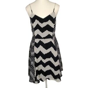 Fire Los Angeles‎ Chevron Zigzag Print Strappy Dress Womens M Dark Blue White